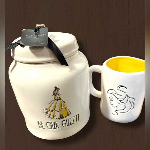 Rae Dunn Other - 6pc. Beauty and the Beast Cookie Jar and Mug Set
